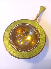 David Andersen Norway Silver Guilloche Enamel Gilt Tea Strainer Antique
