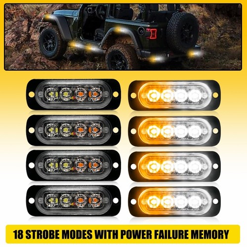 Amber white led car - 8x, amber/white