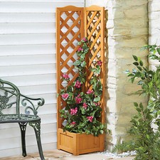 Raised Wooden Corner Trellis Planter for Climbing Plants in Garden Patio Balcony