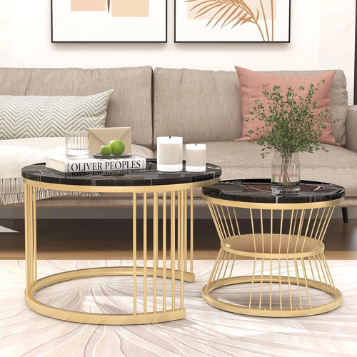 Round coffee table set - coffee, 2