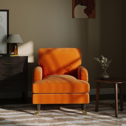 Orange velvet armchair - orange,