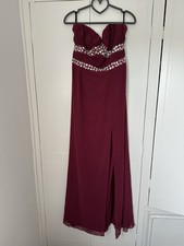 Lipsy VIP Red Maxi Dress Size UK 14 High Side Slit Bandeau Sweetheart Evening