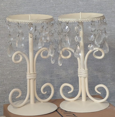 Cream metal candle - cream, holders