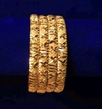 Ethnic Bangles 22k Gold Plated Indian Jewelry Bollywood Bracelet set.size 2.6