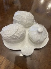 Wedgwood Countryware White Porcelain Salt Pepper & Mustard Cruet Set with Tray