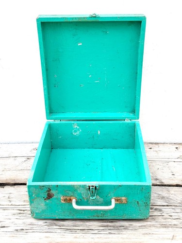 Vintage turquoise wooden tool - wooden,
