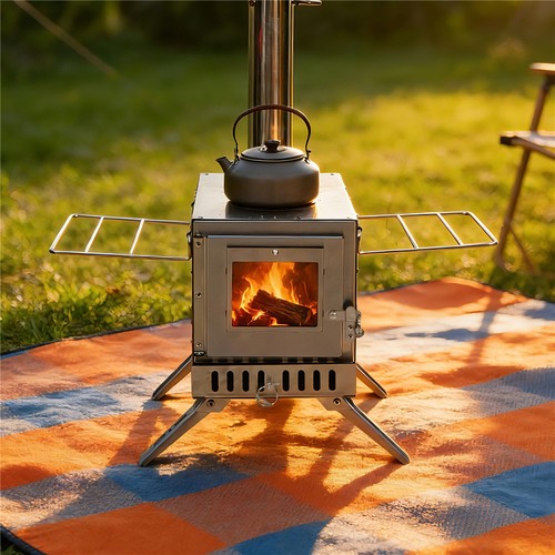 Wood burning stove camping log - wood,