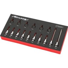 Neilsen 16pc Long Torx Bit Star Socket Set T30 Trx 3/8" Sockets 30mm - 100mm