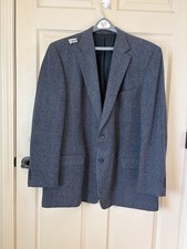 VTG Cricketeer Herringbone Tweed Men's 50L Lambswool Blue Gray Sport Coat Nice!