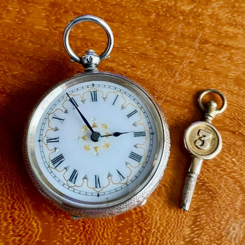 Antique swiss 935 silver key - swiss,