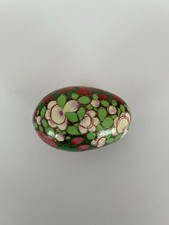 Papier-Mache Lacquered Egg - Floral Design - Folk Art - Decorative