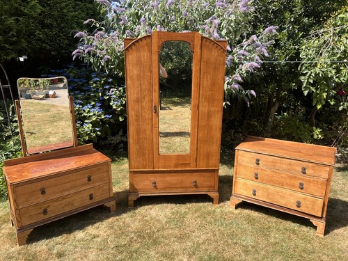 Antique oak wardrobe dresser - oak, wardrobe,