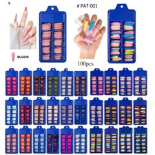 100× False Nail Tips Matte Full Cover Long Stiletto Fake Nails Art Manicure UK