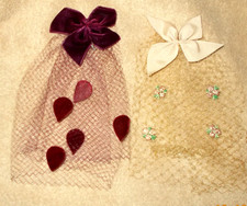 2 Vintage Womens Hats Fascinator with Netting Velvet accents & Pink Flowers