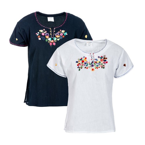 Hand embroidered blouse with - hand-embroidered,
