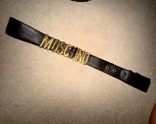 Moschino black leather gold - black,