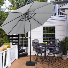 Round Garden Parasol / Parasol Base Outdoor Patio Sun Shade Umbrella Crank Tilt