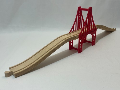 Wooden train track red bridge - wooden,