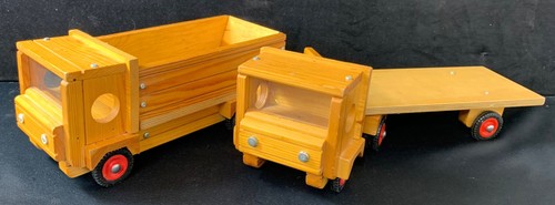 Vintage wooden toy trucks pair - vintage,