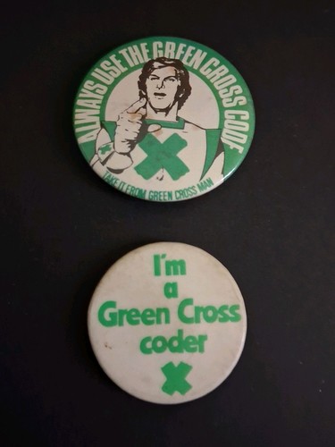 1970s pin badges road safety - badges,