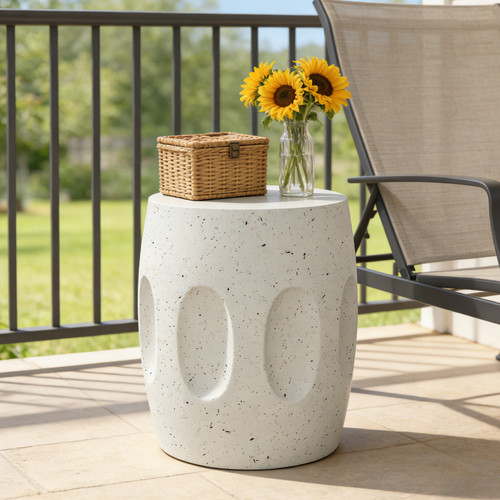 Hammered terrazzo stool - hammered,