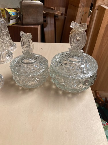 Crystal dressing table pots - crystal, &
