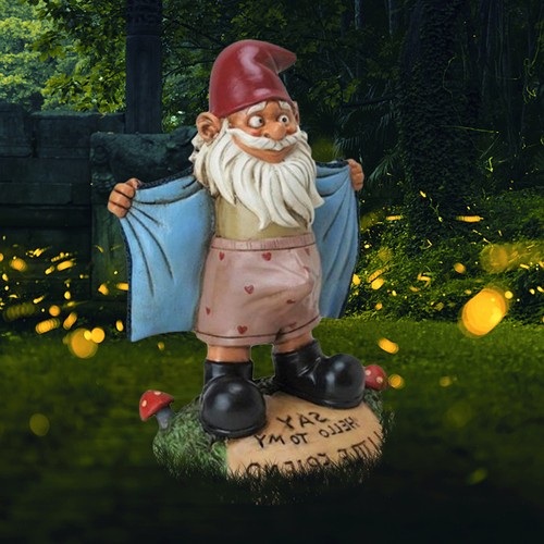 Naughty garden gnome statue - naughty,