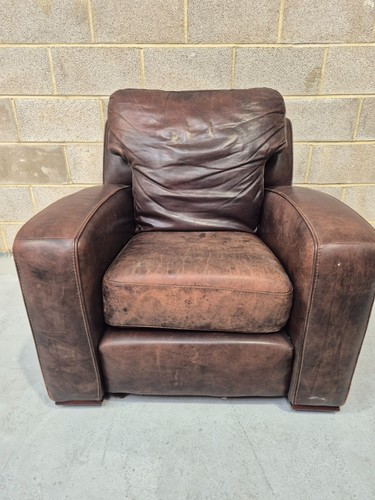 Vintage brown leather armchair - brown,