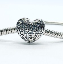 I Love You Forever Charm Bead Love Heart Genuine 925 Sterling Silver 💖