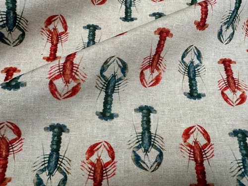Red blue lobster print - red,