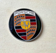 vintage Porsche enamel emblem metal hood badge gear