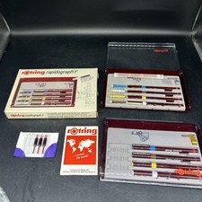 2x Vintage Rare Rotring Rapidograph F Set Near Complete with Box #V5