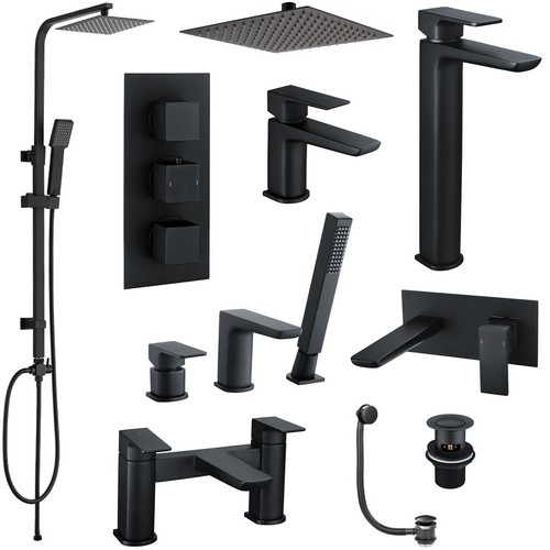 Matt black square modern - black,