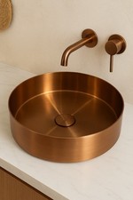 Brushed Copper Stainless Steel Round Countertop Bathroom Basin Sink