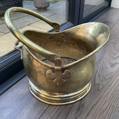 Vintage brass coal scuttle - coal,