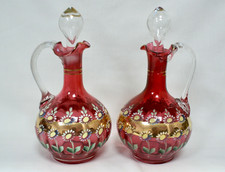 Pair Victorian Cranberry Glass