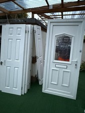 White Composite Front Door and White Wood Bedrooms Door Interior Exterior