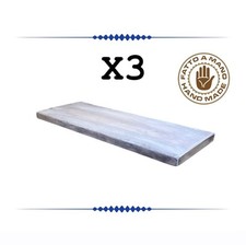 SET 3 MENSOLE DA PARETE IN LEGNO REALIZZATE A MANO STILE SHABBY CHIC 40x14,5cm.