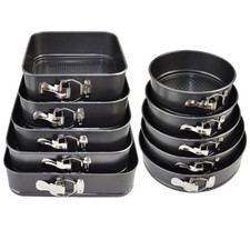 Cake Mould Tins 5 Pc Round / Square Non-Stick Baking Tray Bake Plate Spring Foam