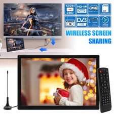 15.4" inch 12V Volt Portable 1080P HD TV Freeview HDMI Digital Television Player