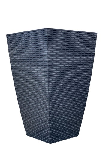 Grey tall square plant pot - grey,