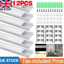 12Pack LED Aluminium Channel Profile 3.3ft Extrusion Diffuser Strip Lights Cover