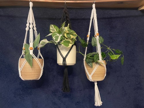 Macrame short plant hangers - short,