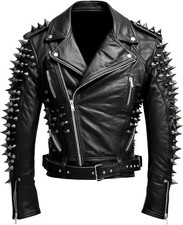 Mens Biker Studded Leather