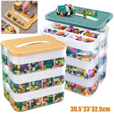 Storage Boxes for Lego Building Blocks 3-Tier Stackable Adjustable Compartments