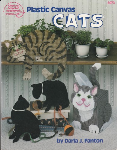 Plastic canvas cats - plastic, animal