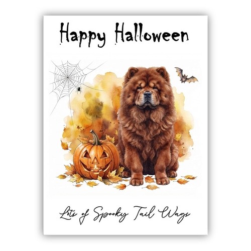 Chow dog halloween card - dog,