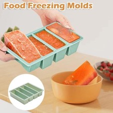 Silicone Food Freezing Molds 4 Grids Food Sauce Storage Durable Freezer Trays Uk
