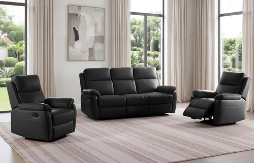 Black italian leather seater - black,