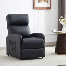 Push Back Recliner Chair w/Lumbar Support, Padded Backrest and Side Pocket